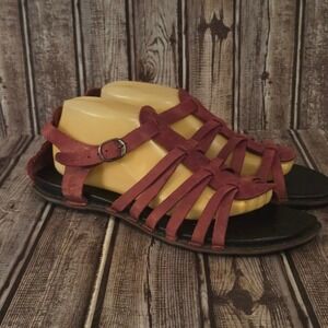Sz 11 Womens KEEN Dark Red Leather Comfort Gladiator Flat Sandals VGUC!